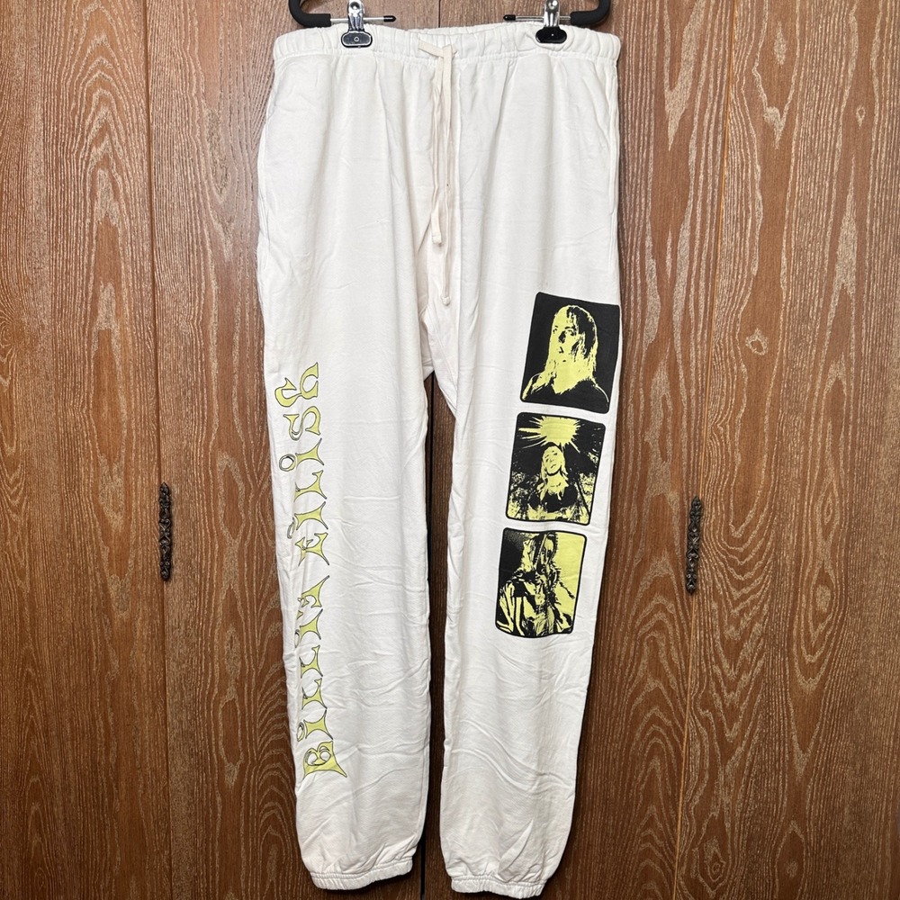 Billie Eilish Heavyweight White Graphic Jogger Sweatpant Music Merch Relaxed Fit